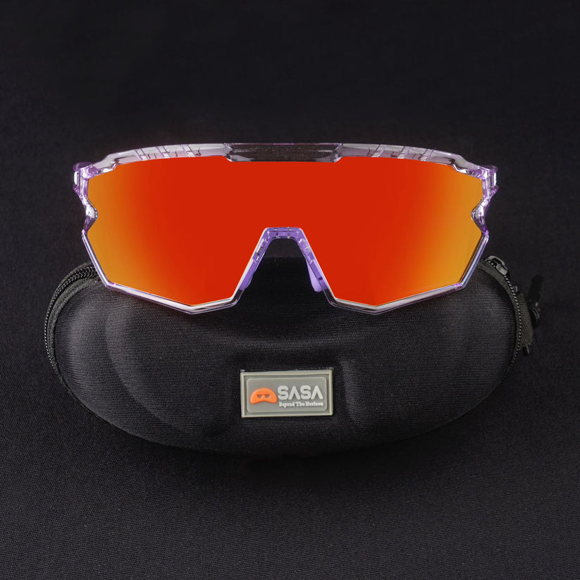 SASA Z Series Prismatic Purple Frame with Red Revo Lens Sports Sunglasses