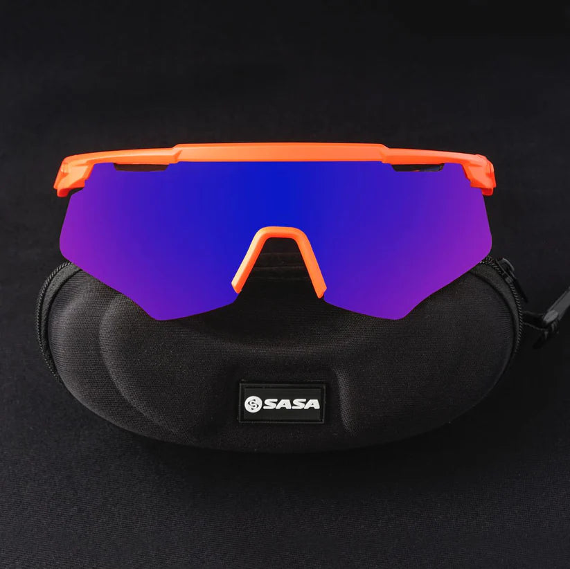 SASA M-Series Orange Matte Frame Blue Revo Lens Sports Sunglasses