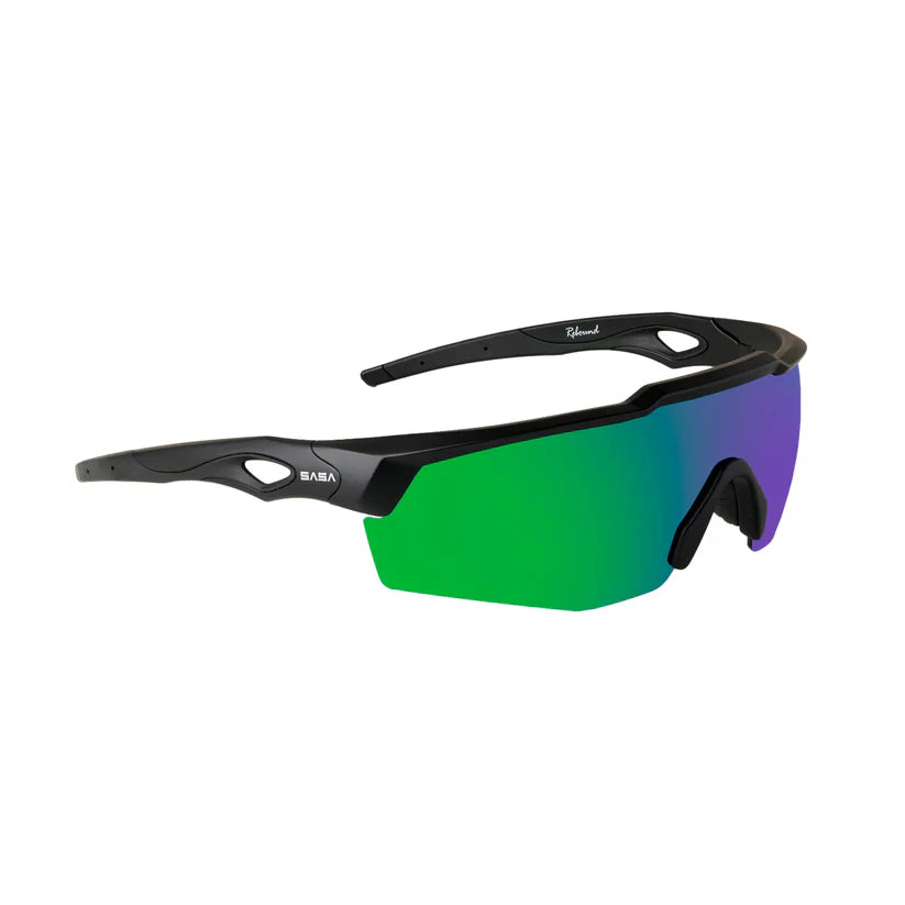 SASA Rebound Matte Black Frame Green Revo Lens Sports Sunglasses