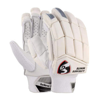 SG Litevate Cricket Batting Glove – Mens, White, Right-handed