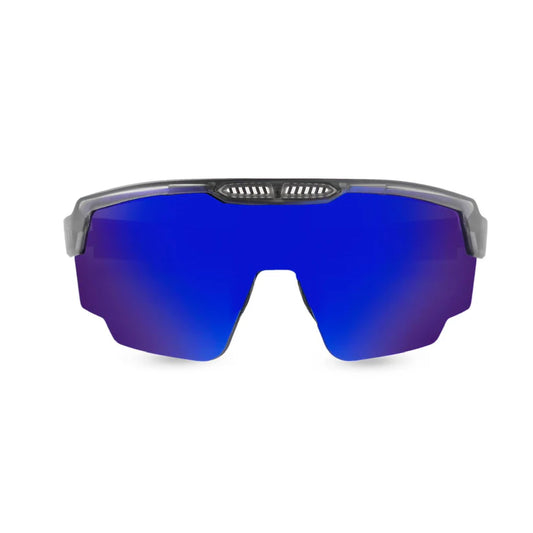 SASA Raptor Translucent Grey Frame Blue Revo Lens Sports Sunglasses