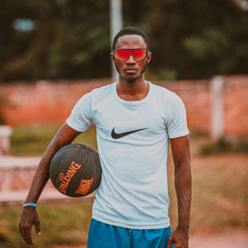 OMEGA BLACK FRAME BLUE LENS