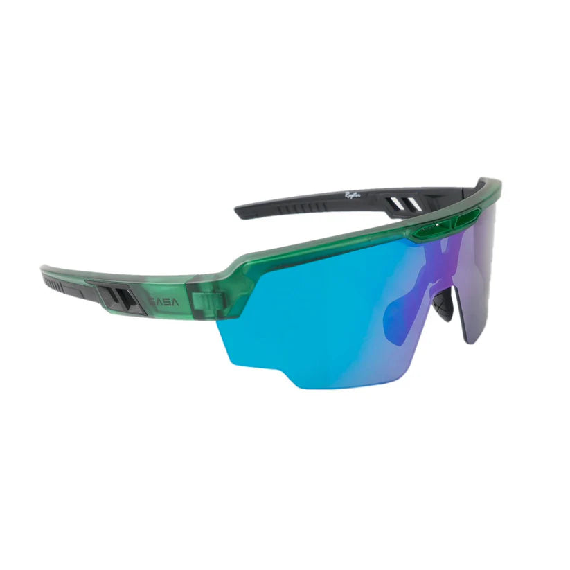 SASA Raptor Translucent Green Frame Ice Blue Revo Lens Sports Sunglasses