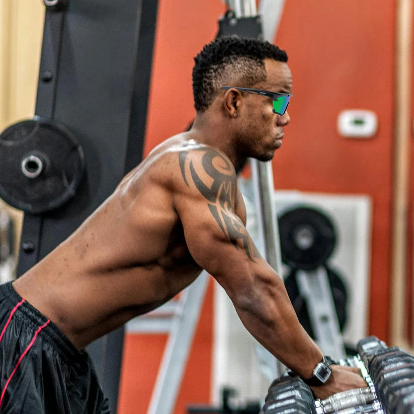 SASA Phantom Matte Black Frame Green Revo Lens Sports Sunglasses