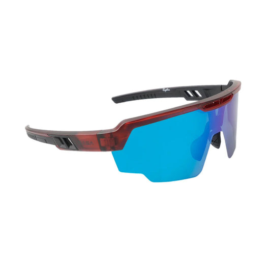 SASA Raptor Translucent Red Frame Ice Blue Revo Lens Sports Sunglasses