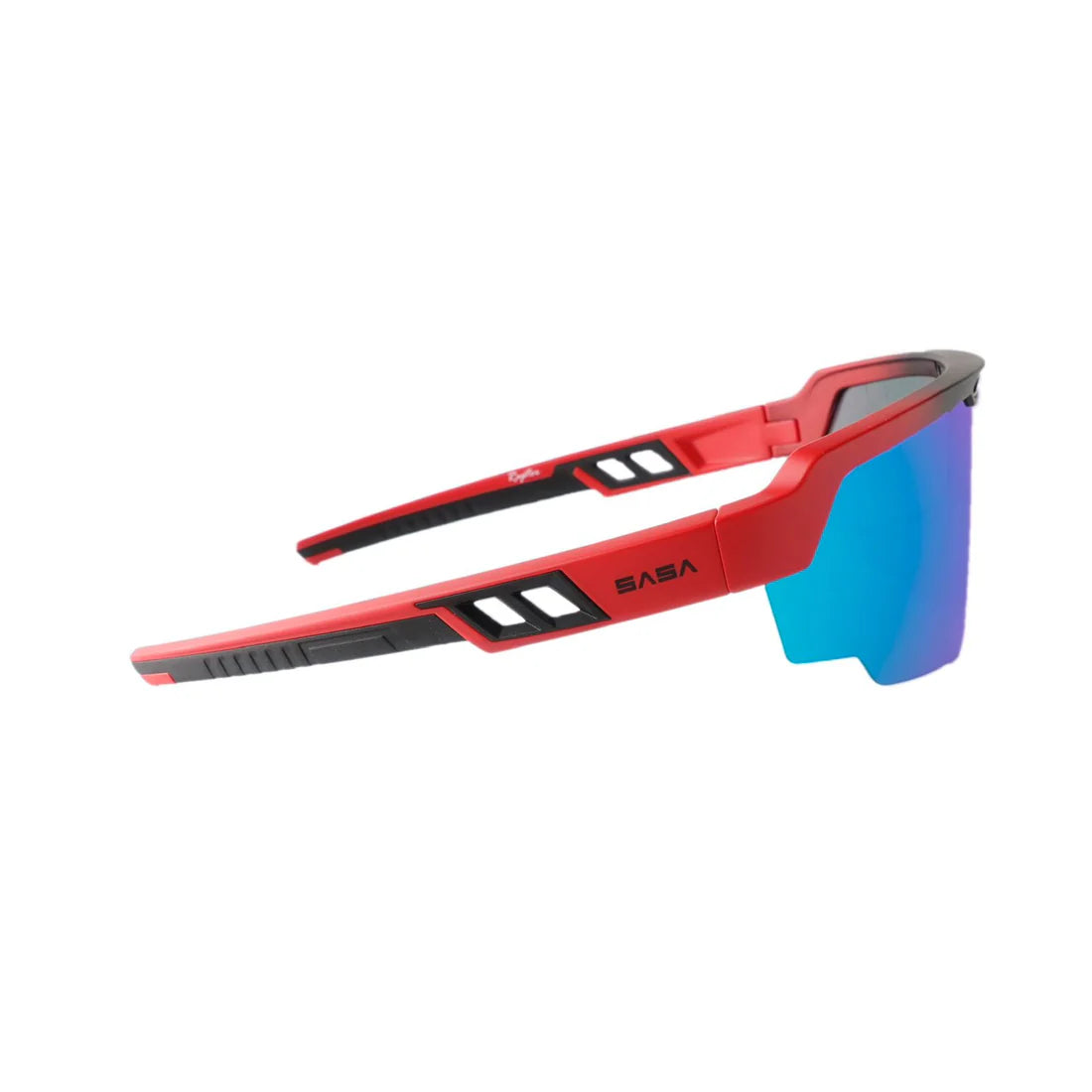 SASA Raptor Matte Red Frame Ice Blue Revo Lens Sports Sunglasses
