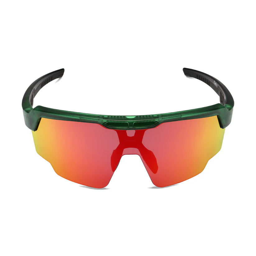 SASA Raptor Translucent Green Frame Red Revo Lens Sports Sunglasses