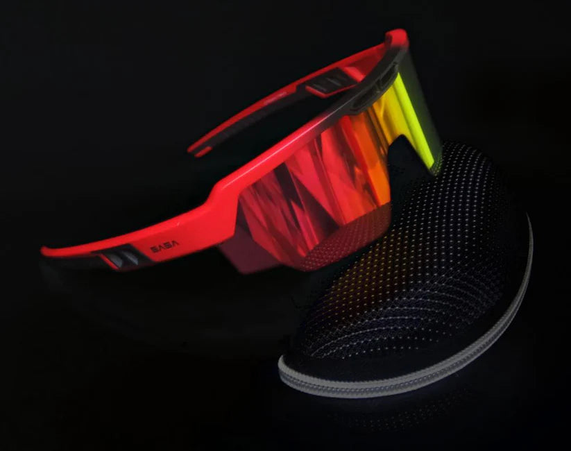 SASA Raptor Matte Red Frame Red Revo Lens Sports Sunglasses