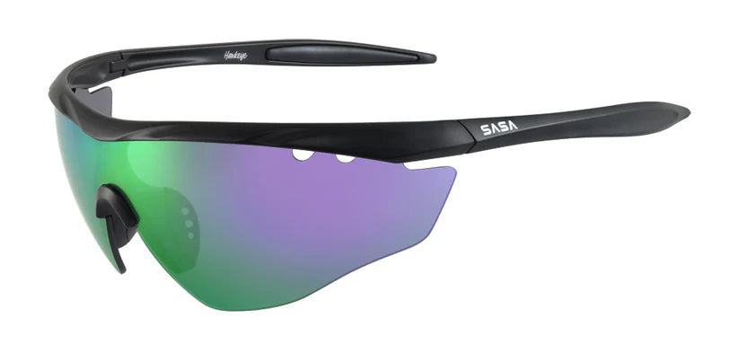 SASA Matte Black Frame Purple Revo Lens Sports Sunglasses