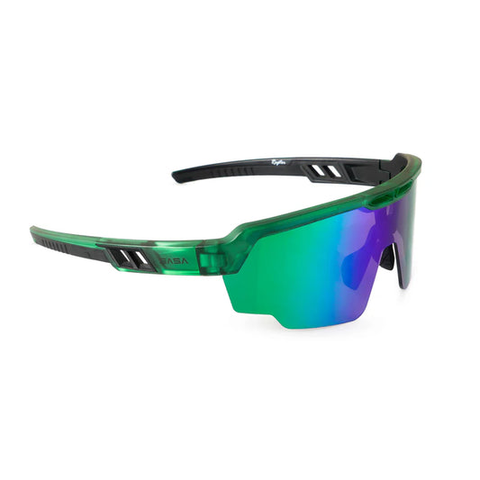 SASA Raptor Translucent Green Frame Green Revo Lens Sports Sunglasses