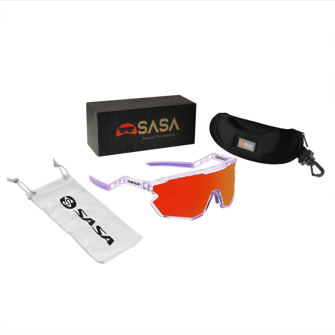 SASA Z Series Prismatic Purple Frame with Red Revo Lens Sports Sunglasses