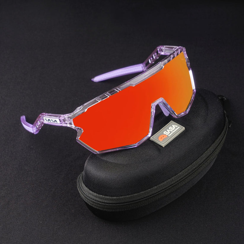 SASA Z Series Prismatic Purple Frame with Red Revo Lens Sports Sunglasses