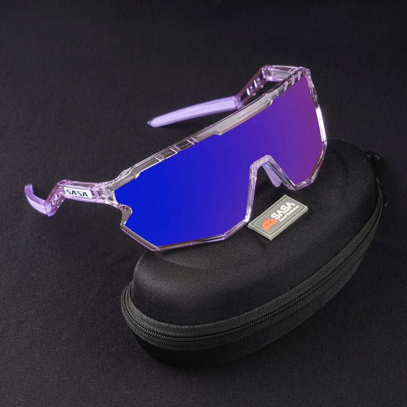 SASA Z-Series Prismatic Purple Frame with Blue Revo Lens Sports Sunglasses