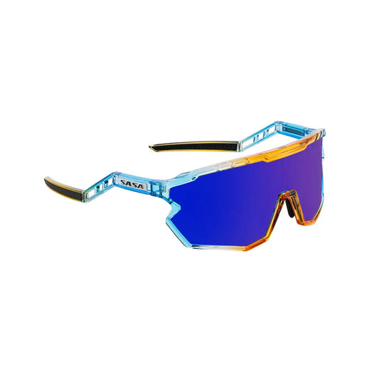 SASA Z-Series Prismatic Blue/Orange Frame Blue Revo Lens Sports Sunglasses