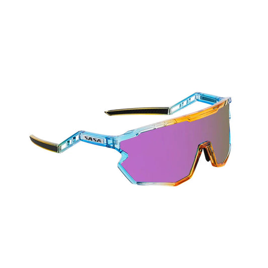 SASA Z-Series Prismatic Blue/Orange Frame Purple Revo Lens Sports Sunglasses
