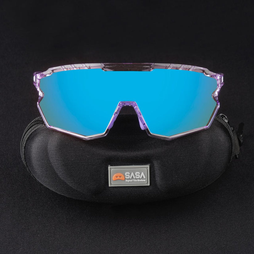 SASA Z-Series Prismatic Purple Frame with Ice Blue Lens Sports Sunglasses