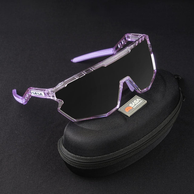 SASA Z-Series Prismatic Purple Frame Smoke (Black) Lens Sports Sunglasses