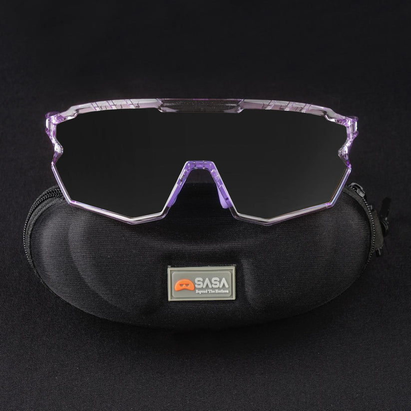 SASA Z-Series Prismatic Purple Frame Smoke (Black) Lens Sports Sunglasses