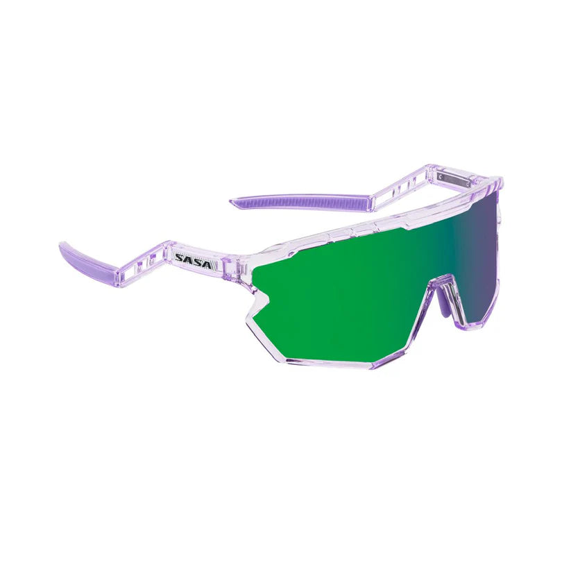 SASA Z-Series Prismatic Purple Frame Green Revo Lens Sports Sunglasses