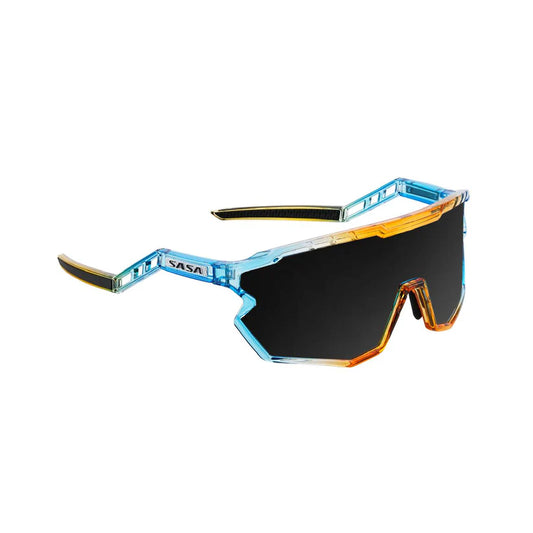 SASA Z-Series Prismatic Blue/Orange Frame Smoke Black Lens Sports Sunglasses