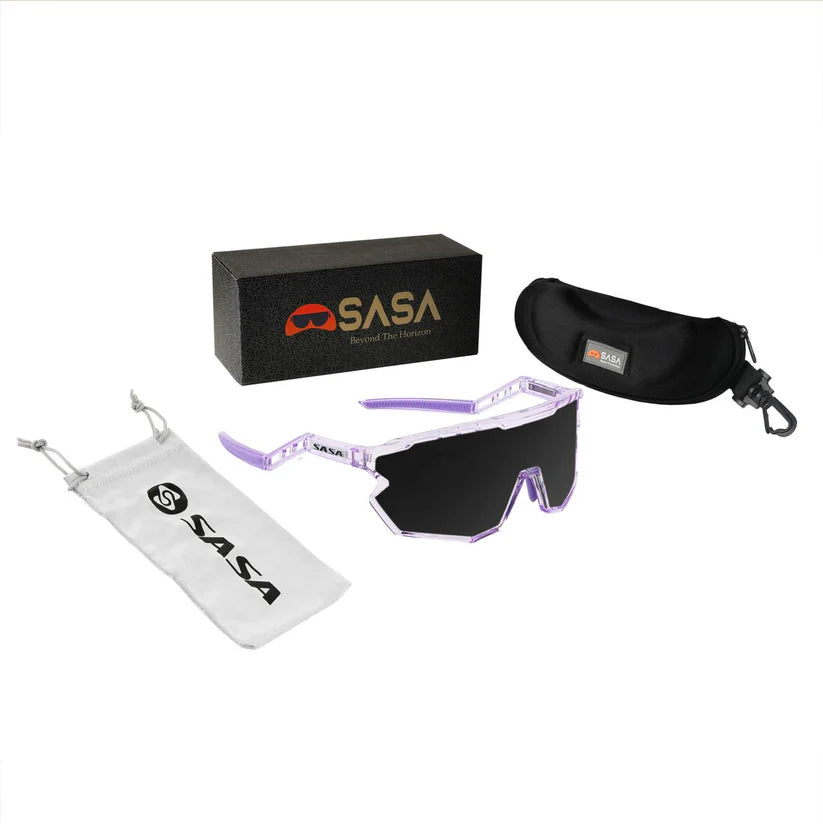 SASA Z-Series Prismatic Purple Frame Smoke (Black) Lens Sports Sunglasses