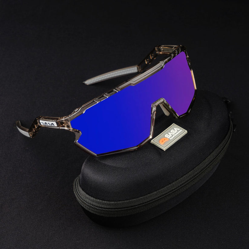 SASA Z-Series Prismatic Grey Frame with Blue Revo Lens Sports Sunglasses