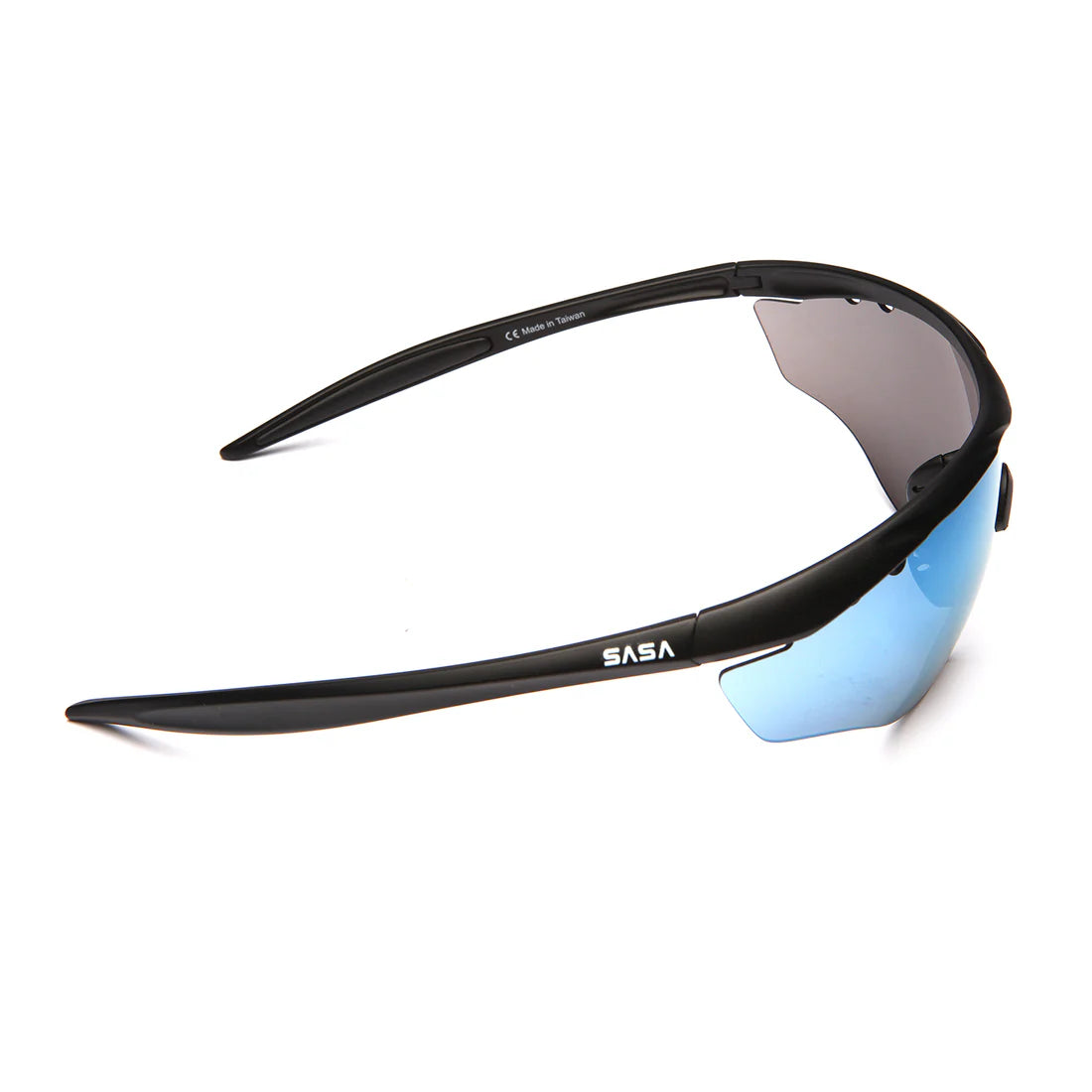 SASA Hawkeye Matte Black Frame Ice Blue Revo Lens Sports Sunglasses