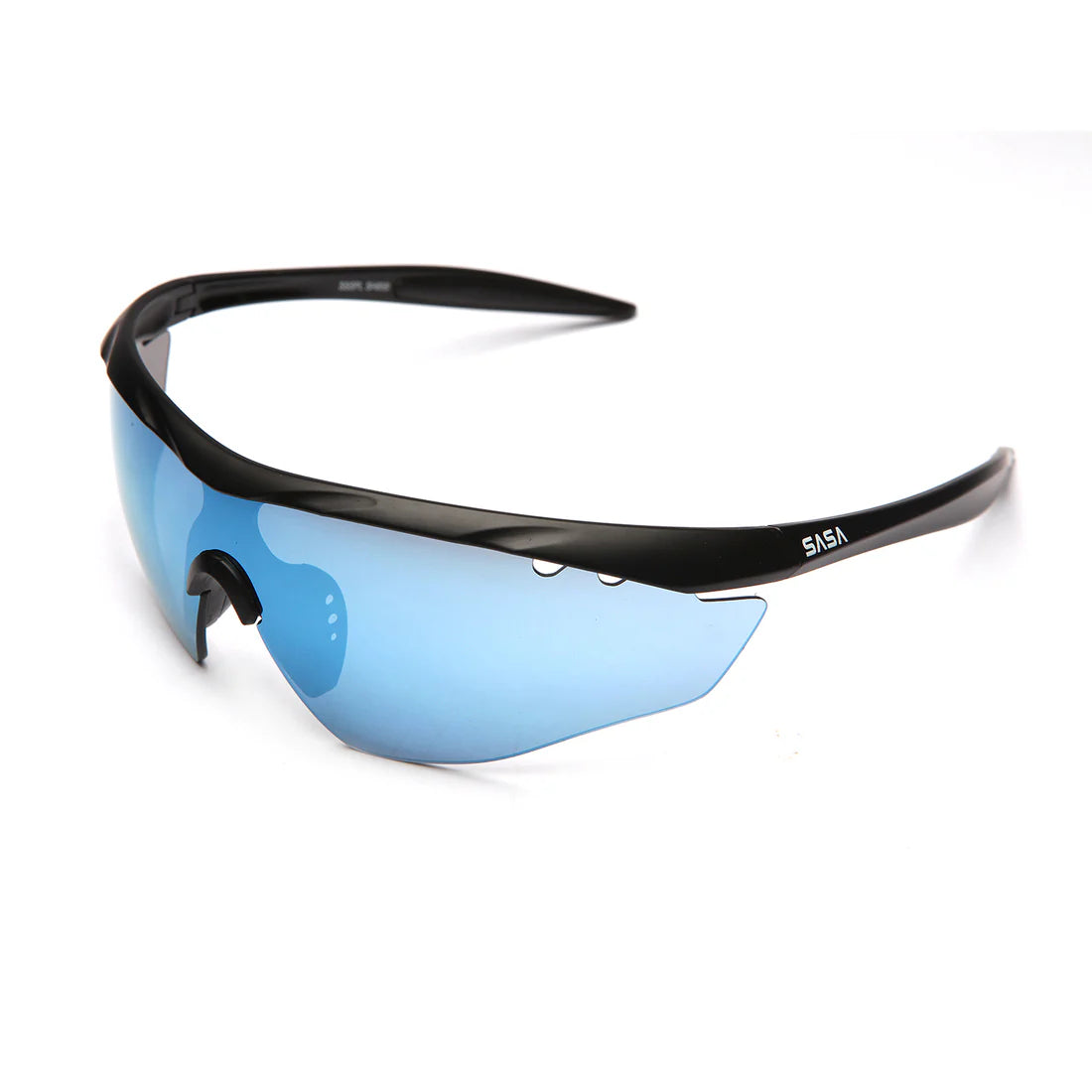 SASA Hawkeye Matte Black Frame Ice Blue Revo Lens Sports Sunglasses