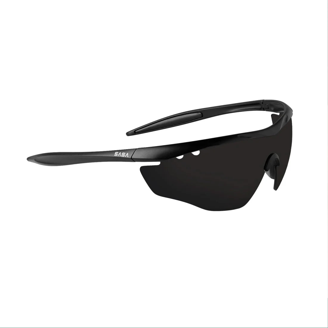 SASA Matte Black Frame Black Lens Hawkeye Sports Sunglasses