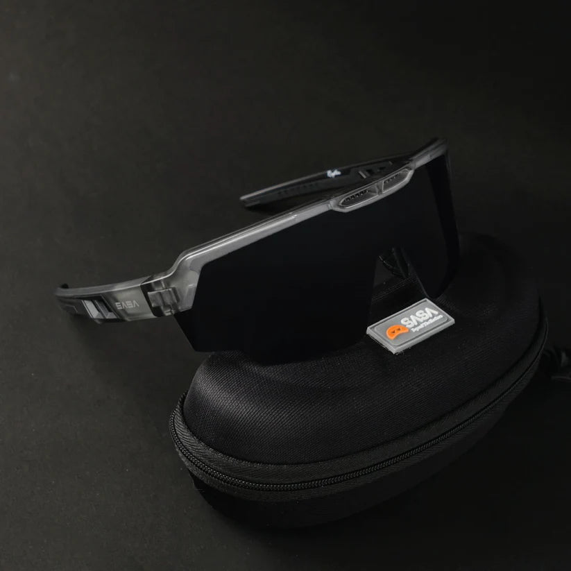 SASA Raptor Translucent Grey Frame Smoke Black Lens Sports Sunglasses