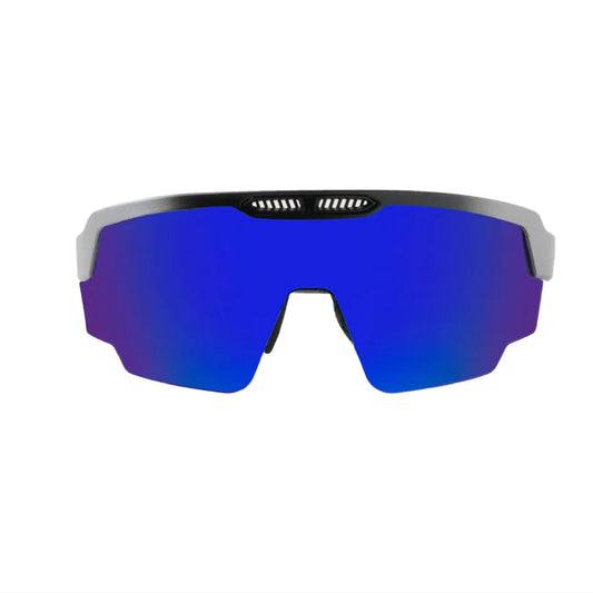 SASA Raptor Matte Silver/Black Frame Blue Revo Lens Sports Sunglasses