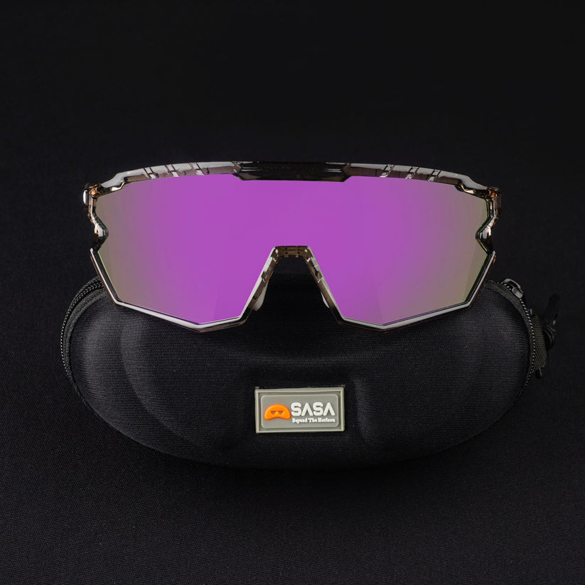 SASA Z Series Prismatic Grey Frame with Purple Revo Lens Sports Sunglasses