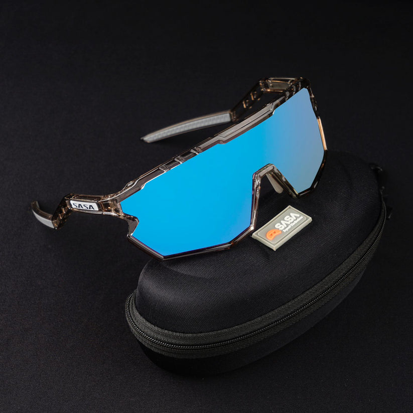 SASA Z Series Prismatic Grey Frame with Ice Blue Revo Lens Sports Sunglasses