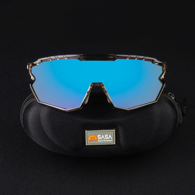 SASA Z Series Prismatic Grey Frame with Ice Blue Revo Lens Sports Sunglasses