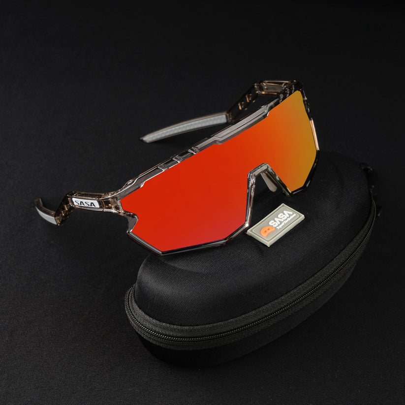 SASA Z Series Prismatic Grey Frame with Red Revo Lens Sports Sunglasses