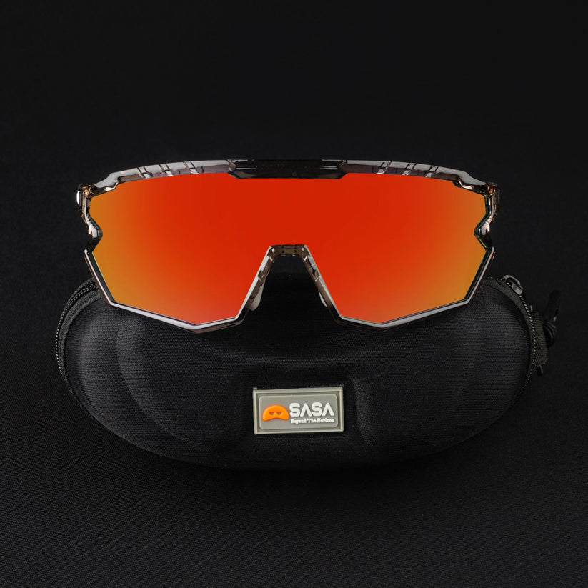 SASA Z Series Prismatic Grey Frame with Red Revo Lens Sports Sunglasses