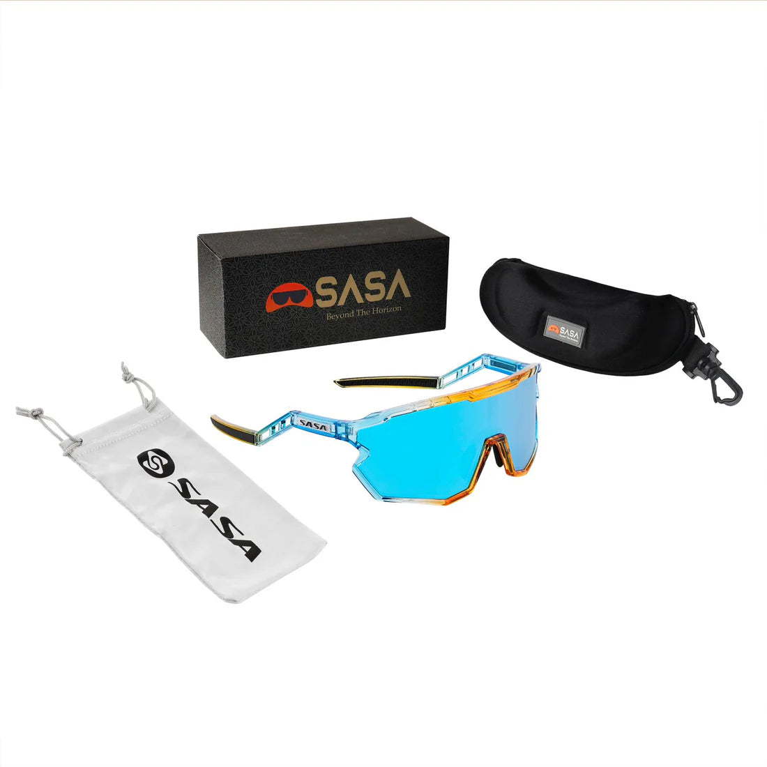 SASA Z Series Prismatic Blue/Orange Frame with Ice Blue Revo Lens Sports Sunglasses
