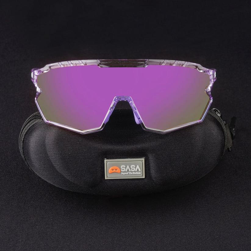 SASA Z Series Prismatic Purple Frame with Purple Revo Lens Sports Sunglasses