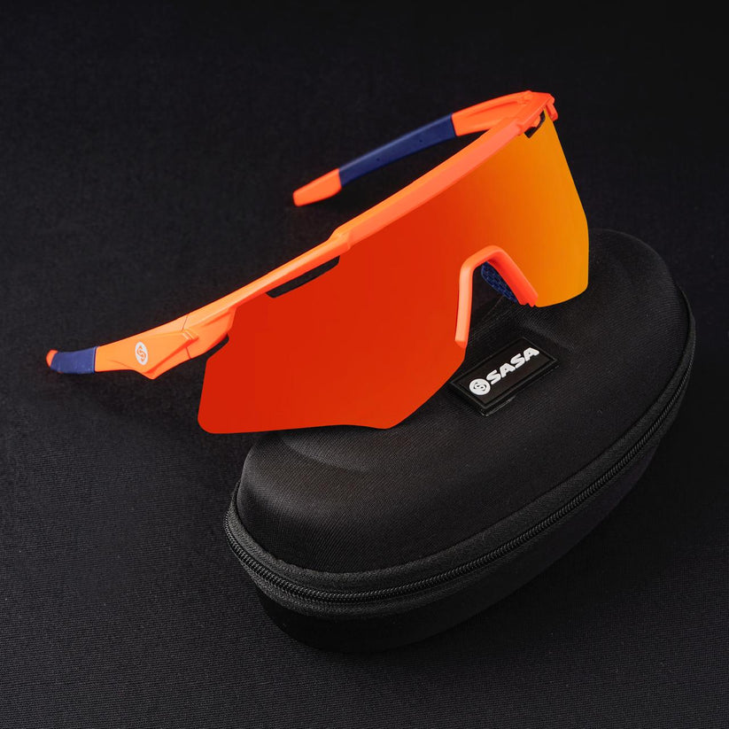 SASA M-Series Orange Frame Red Revo Lens Sports Sunglasses