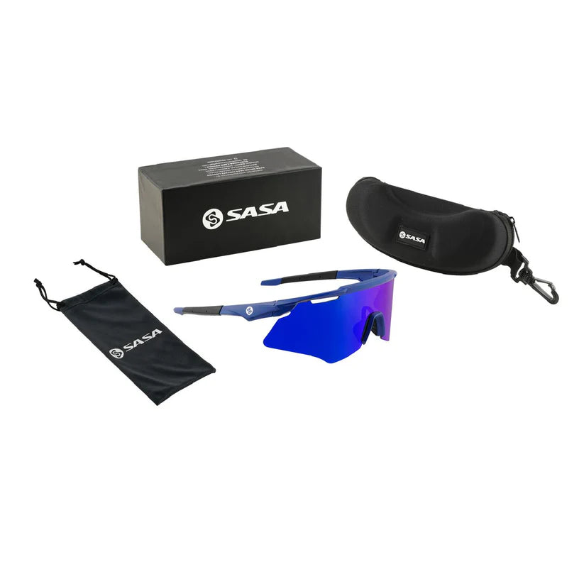 SASA M-Series Blue Frame Blue Revo Lens Sports Sunglasses