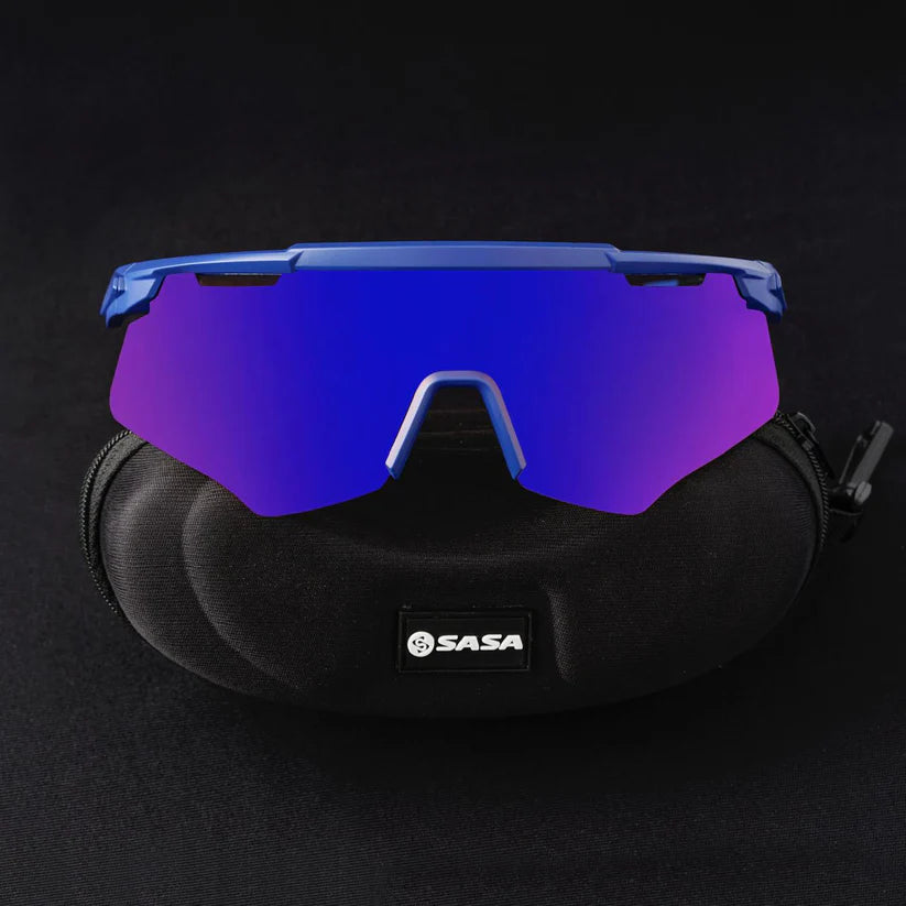 SASA M-Series Blue Frame Blue Revo Lens Sports Sunglasses
