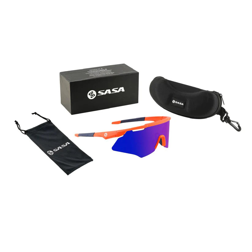 SASA M-Series Orange Matte Frame Blue Revo Lens Sports Sunglasses