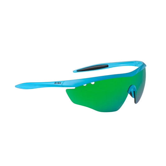 SASA Hawkeye Matte Turquoise Blue Frame Green Revo Lens Sports Sunglasses