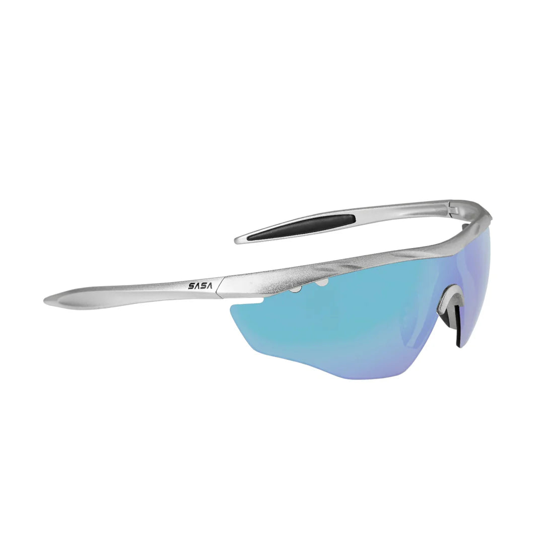 SASA Hawkeye Matte Silver Frame Ice Blue Revo Lens Sports Sunglasses