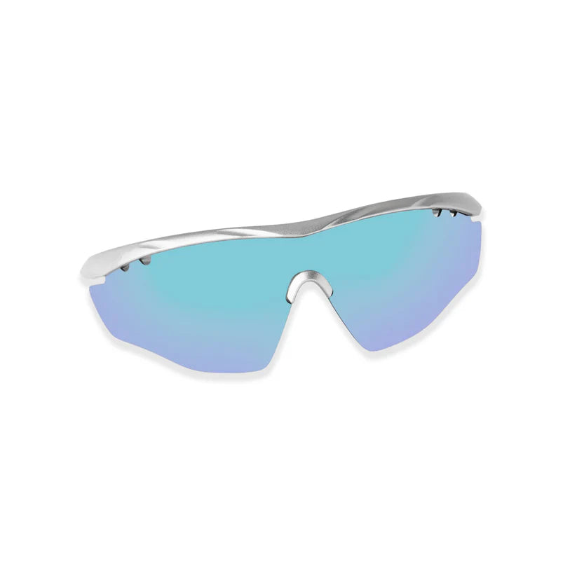 SASA Hawkeye Matte Silver Frame Ice Blue Revo Lens Sports Sunglasses