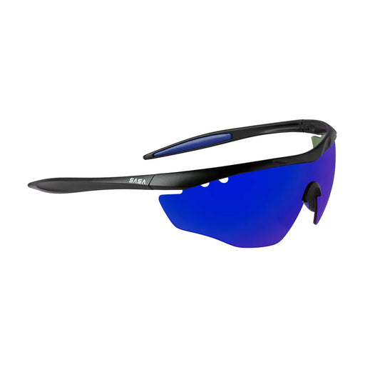SASA Matte Black Frame Blue Revo Lens Hawkeye Sports Sunglasses
