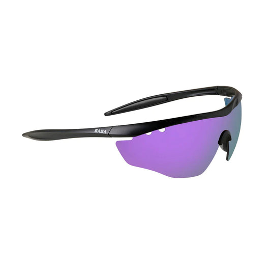 SASA Matte Black Frame Purple Revo Lens Sports Sunglasses