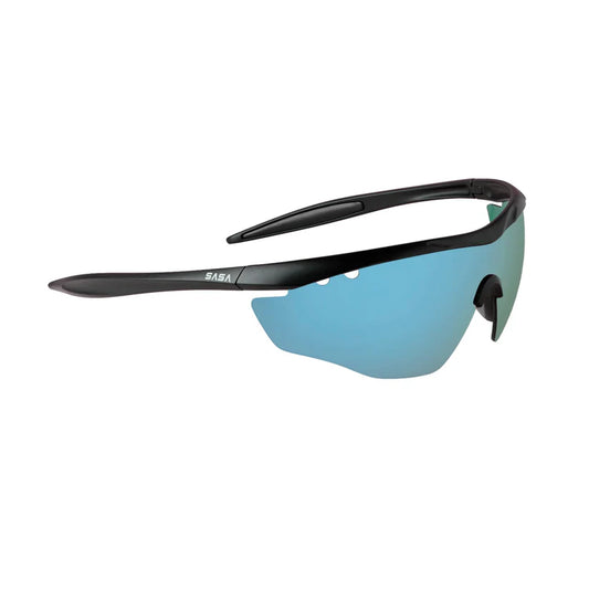 SASA Hawkeye Matte Black Frame Ice Blue Revo Lens Sports Sunglasses