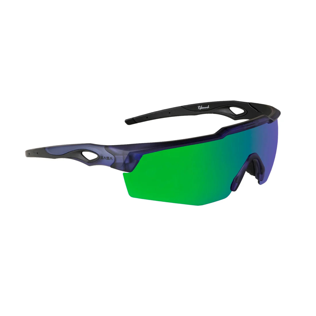 SASA Rebound Translucent Blue Frame Green Revo Lens Sports Sunglasses