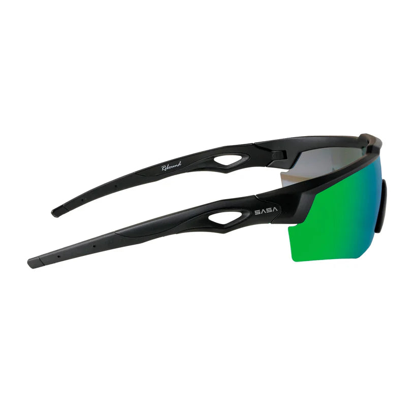 SASA Rebound Matte Black Frame Green Revo Lens Sports Sunglasses